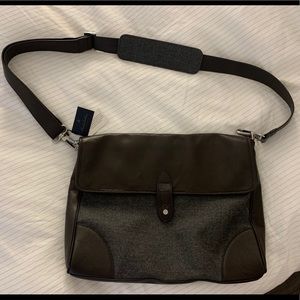 Brooks Brothers Wool Leather Messenger Bag